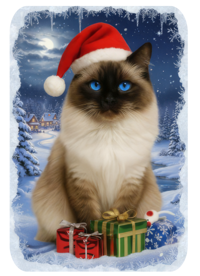 Vánoční tričko s kočkou Ragdoll dámské1